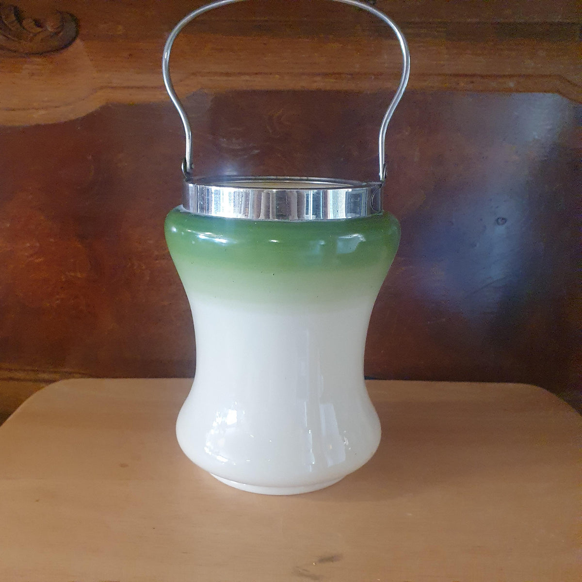 Antik Håndmalet Opaline Glaskrukke med Hank – Ideel som Vase, ca. 1900