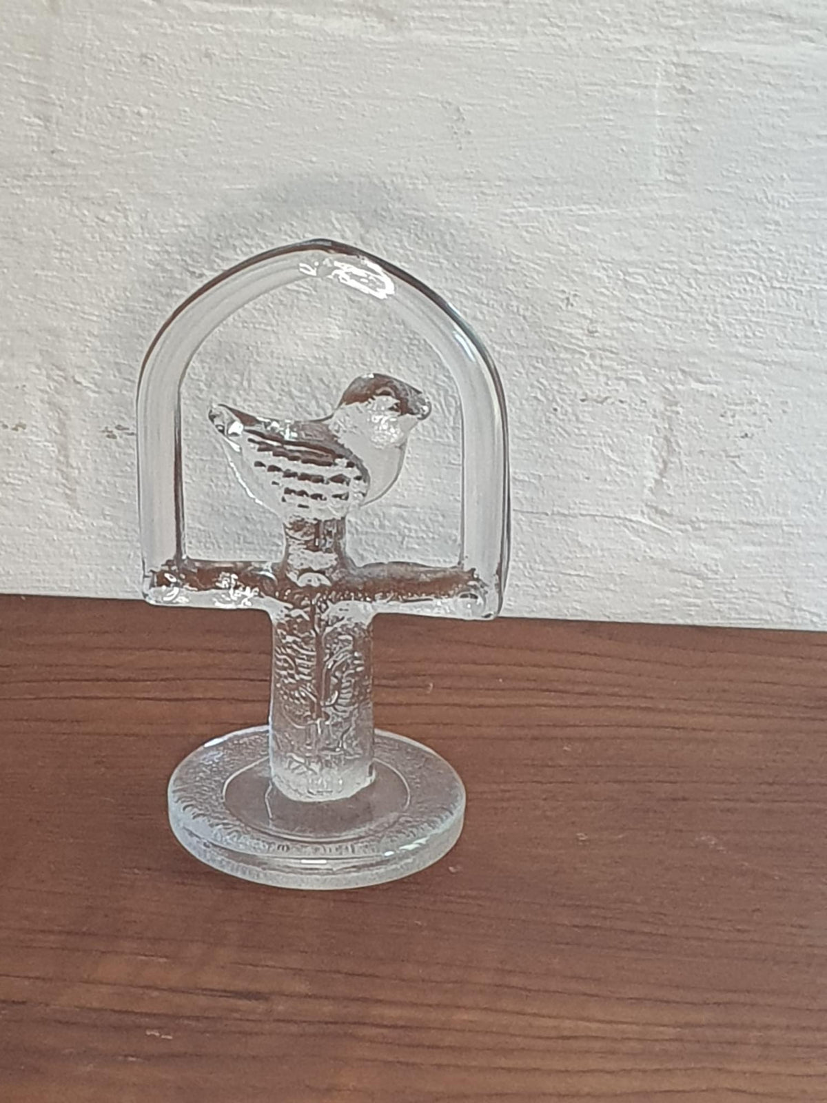 Vintage Bertil Vallien "Fugl i bue" Glasskulptur – Boda Sweden, 1970'erne