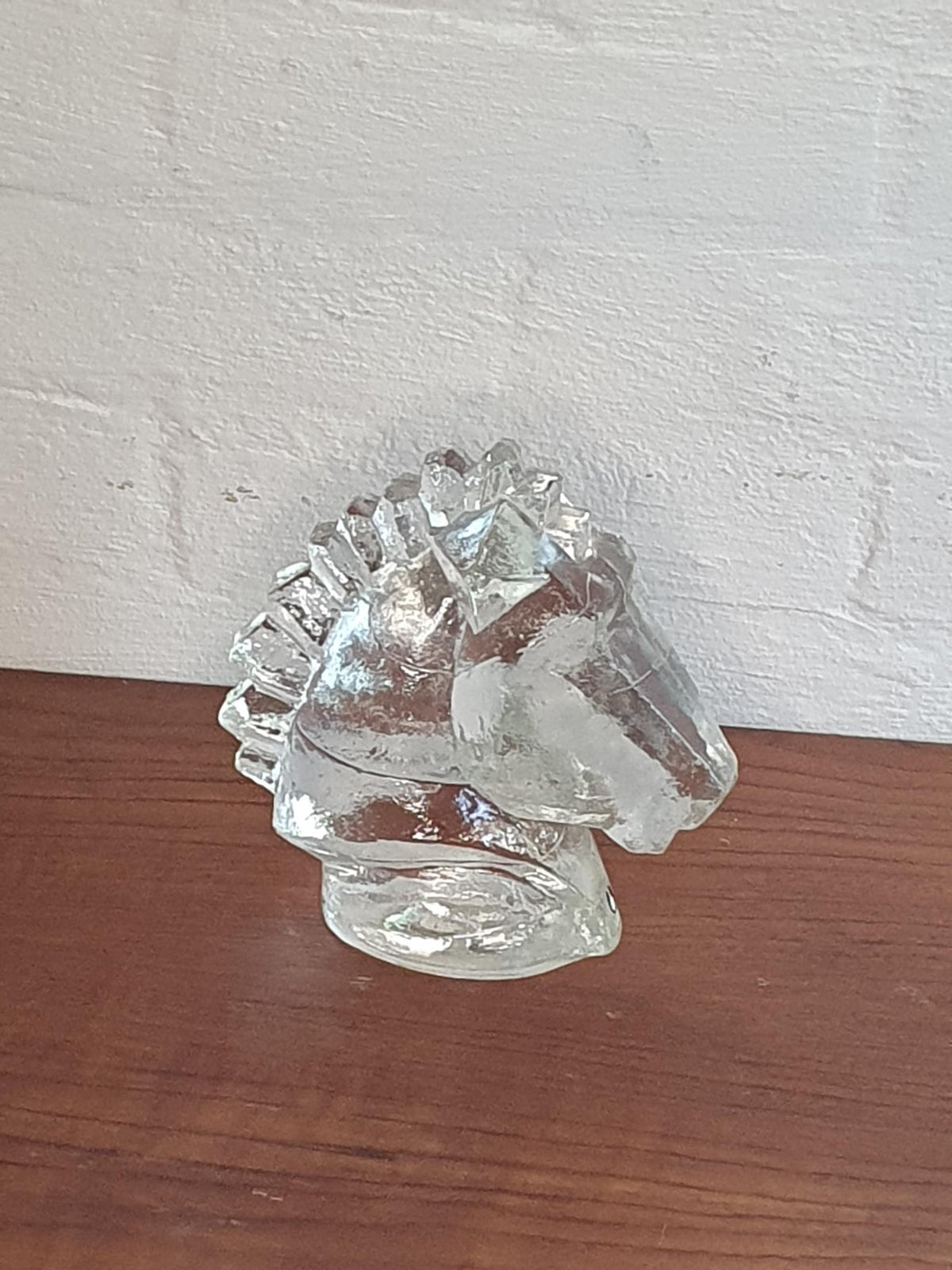 Vintage Pukeberg Hestehoved Glasskulptur af Uno Westerberg