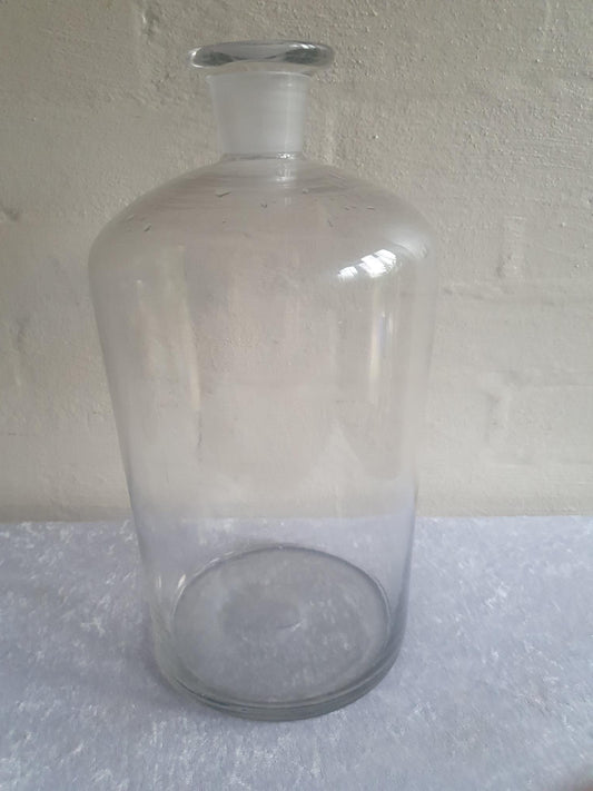 Stor flot apotekervase / glasflaske – H: 33 cm (vintage)