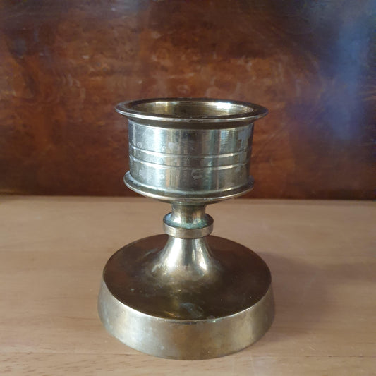 Vintage Messing Kubbelysestage med Riller (H: 9,5 cm)