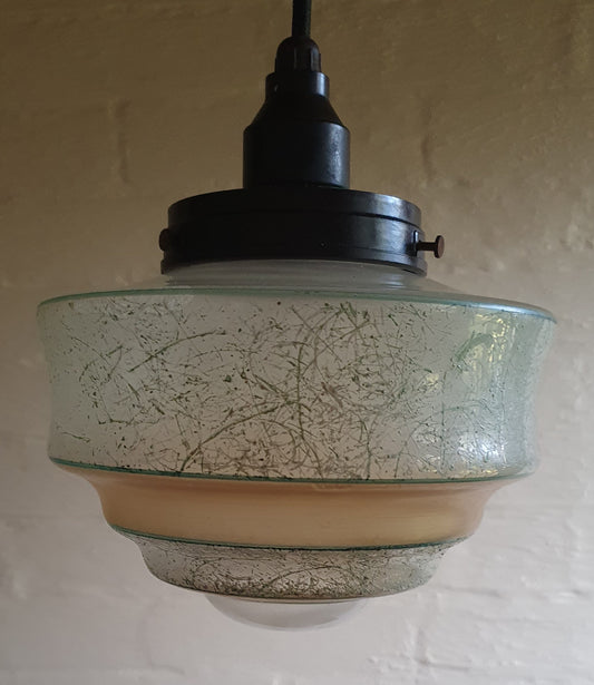 Antik Art Deco Glaspendel med Marmoreret Mønster – ca. 1930'erne
