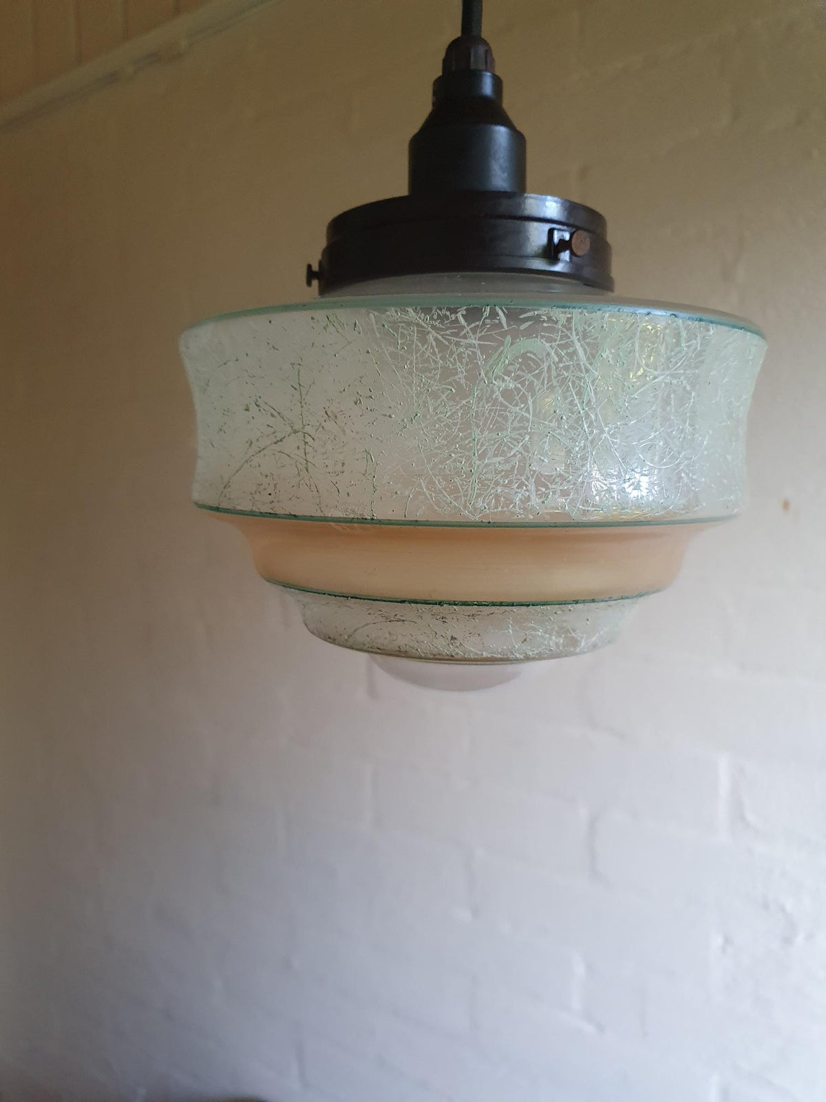 Antik Art Deco Glaspendel med Marmoreret Mønster – ca. 1930'erne