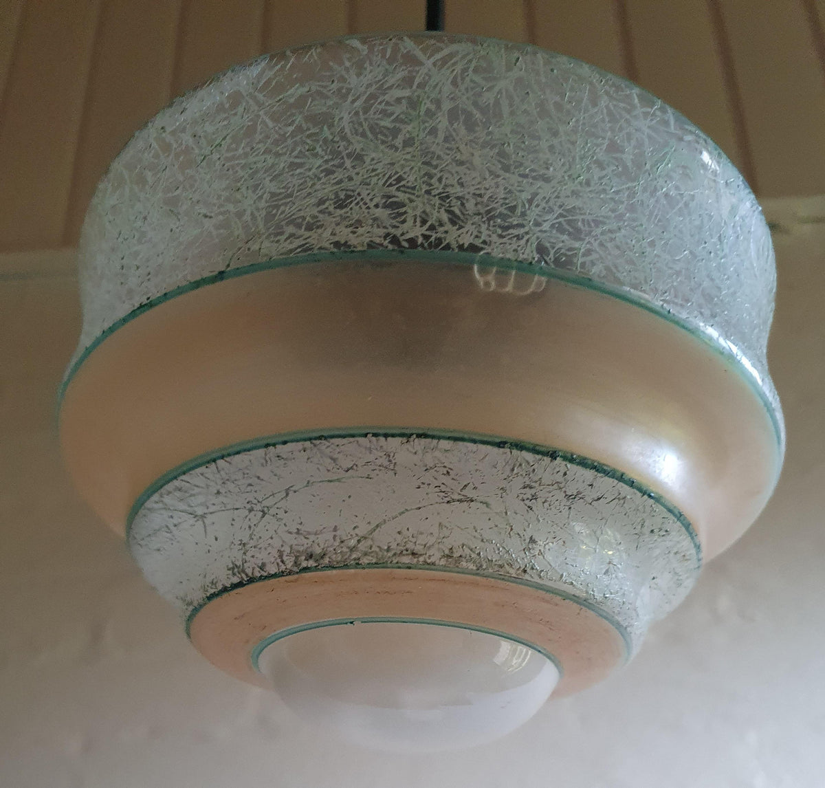 Antik Art Deco Glaspendel med Marmoreret Mønster – ca. 1930'erne