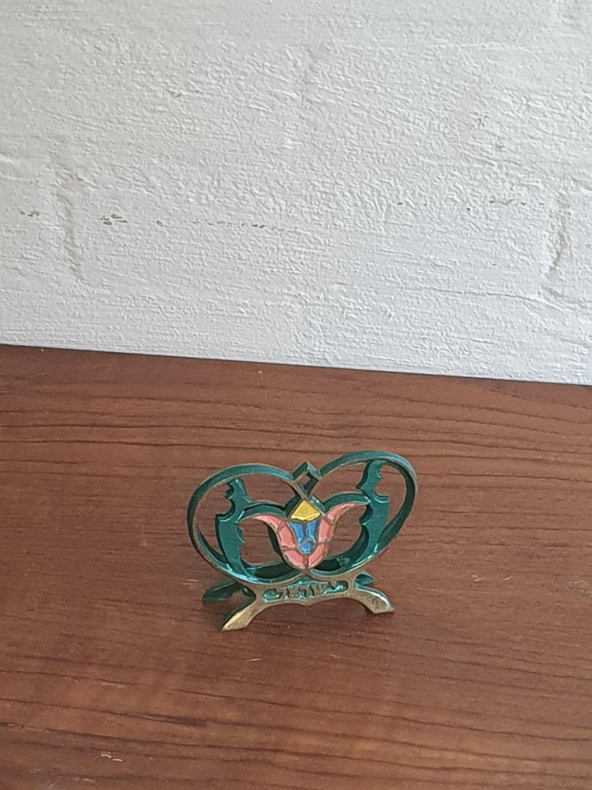 Vintage Emaljeret Messing Brev- og Servietholder – Mid-Century Judaica
