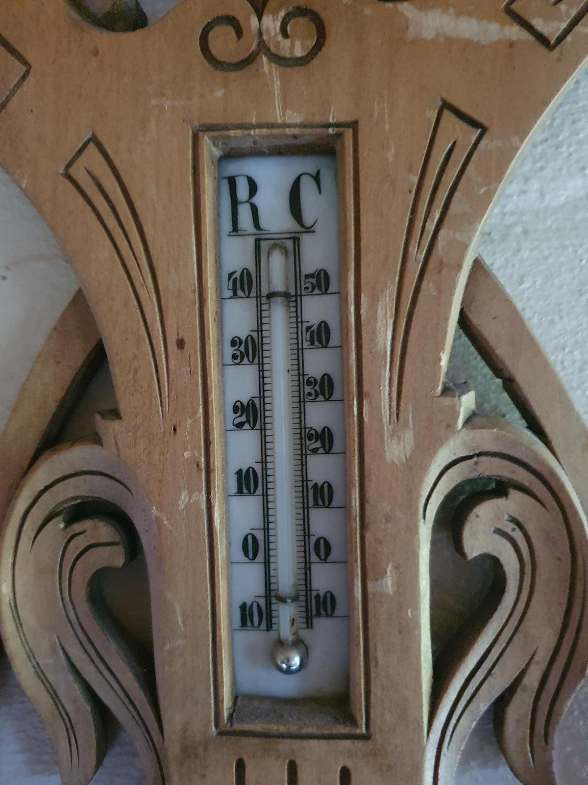 Antikt Art Nouveau Vægbarometer m. Réaumur Termometer – Ca. 1900