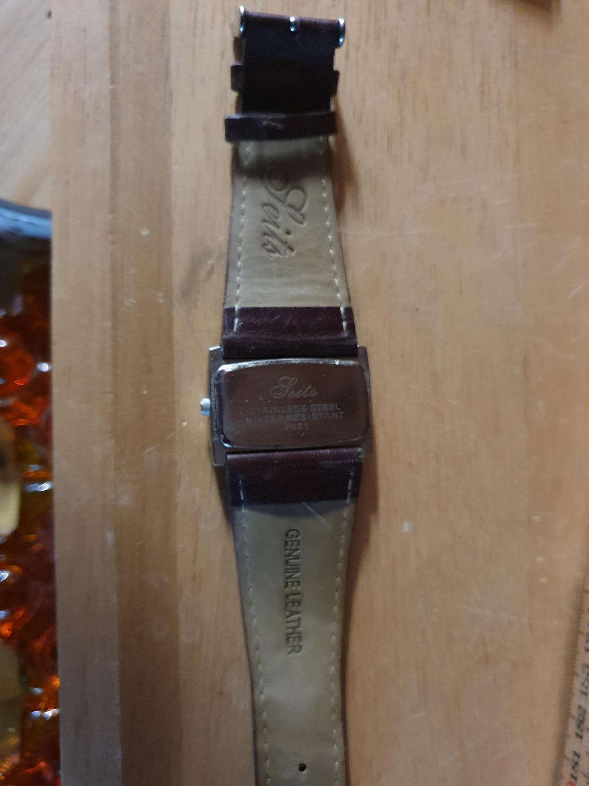 Seits Dameur i Rustfrit Stål med Bred Brun Læderrem (40mm)