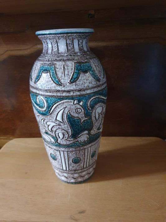Large Vintage Fratelli Fanciullacci Italian Ceramic Vase – Mid-Century Sgraffito 26cm