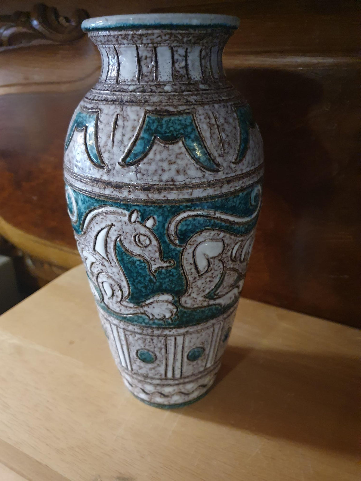 Large Vintage Fratelli Fanciullacci Italian Ceramic Vase – Mid-Century Sgraffito 26cm